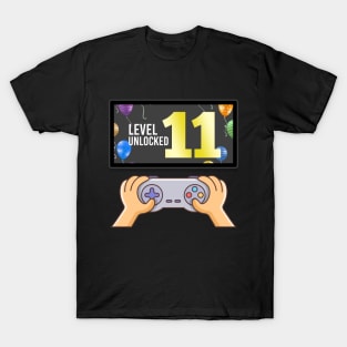 11th Birthday | Eleventh Birthday | Level 11 Unlocked Awesome | Video Gaming Gift Ideas, Game Lover Gift, Birthday Gift T-Shirt